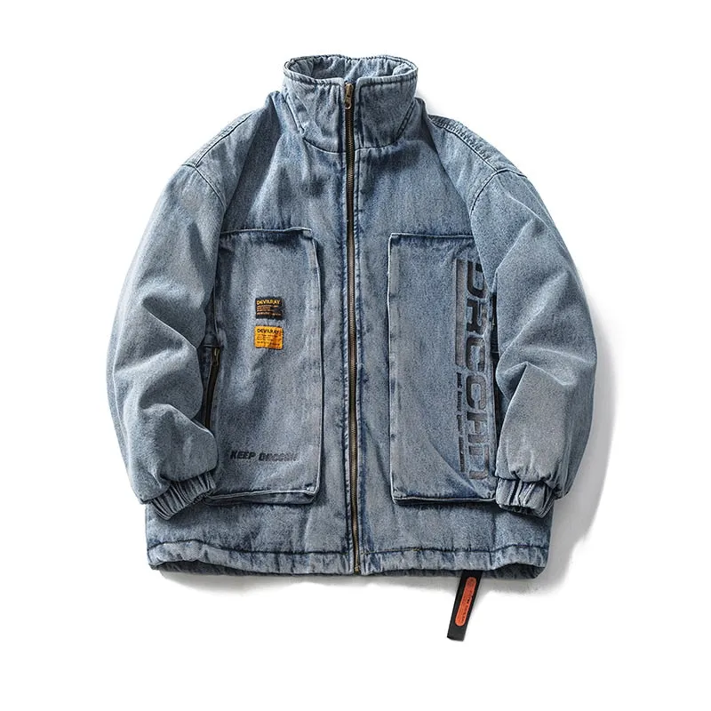 Pocket Denim Bomber Jacket