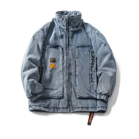 Pocket Denim Bomber Jacket