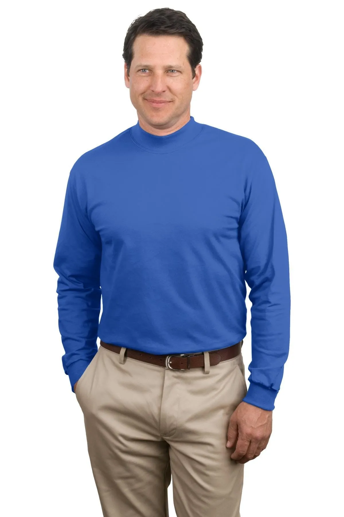 Port & Company Long Sleeve Mock Turtleneck Tee Shirt