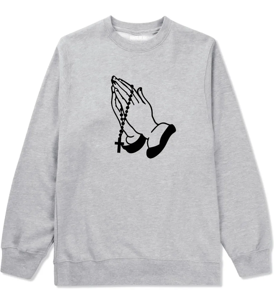 Prayer Hands Praying Rosary Crewneck Sweatshirt