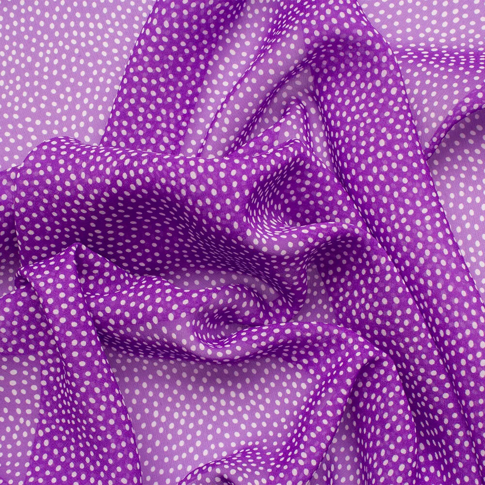 Purple/White Spotted Silk Georgette