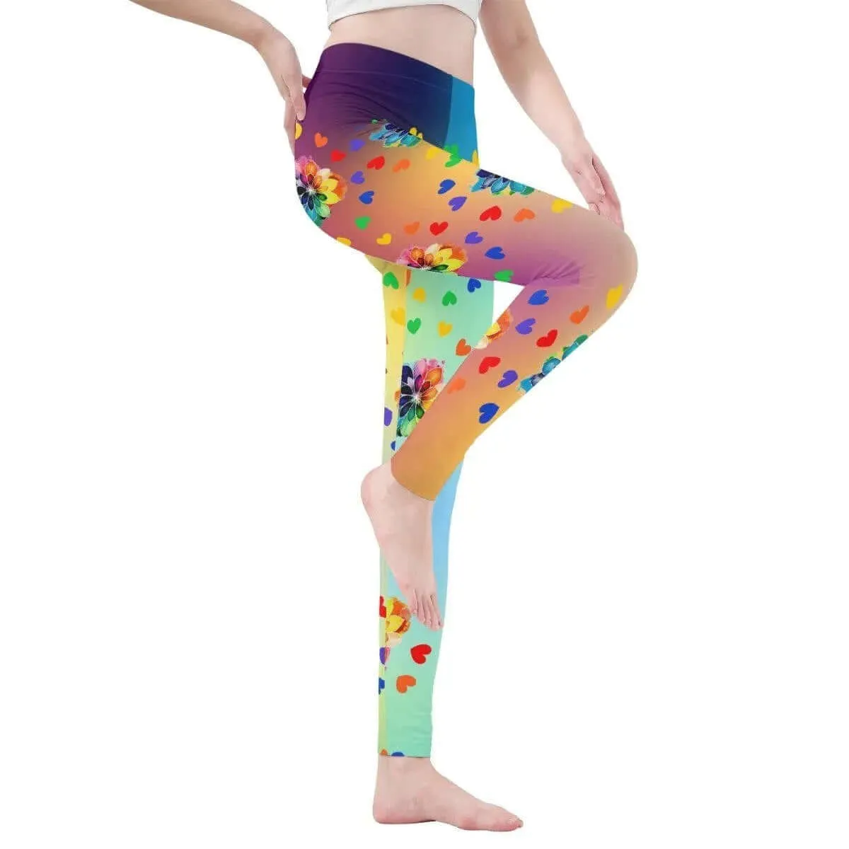 Rainbow Flower Yoga Pants