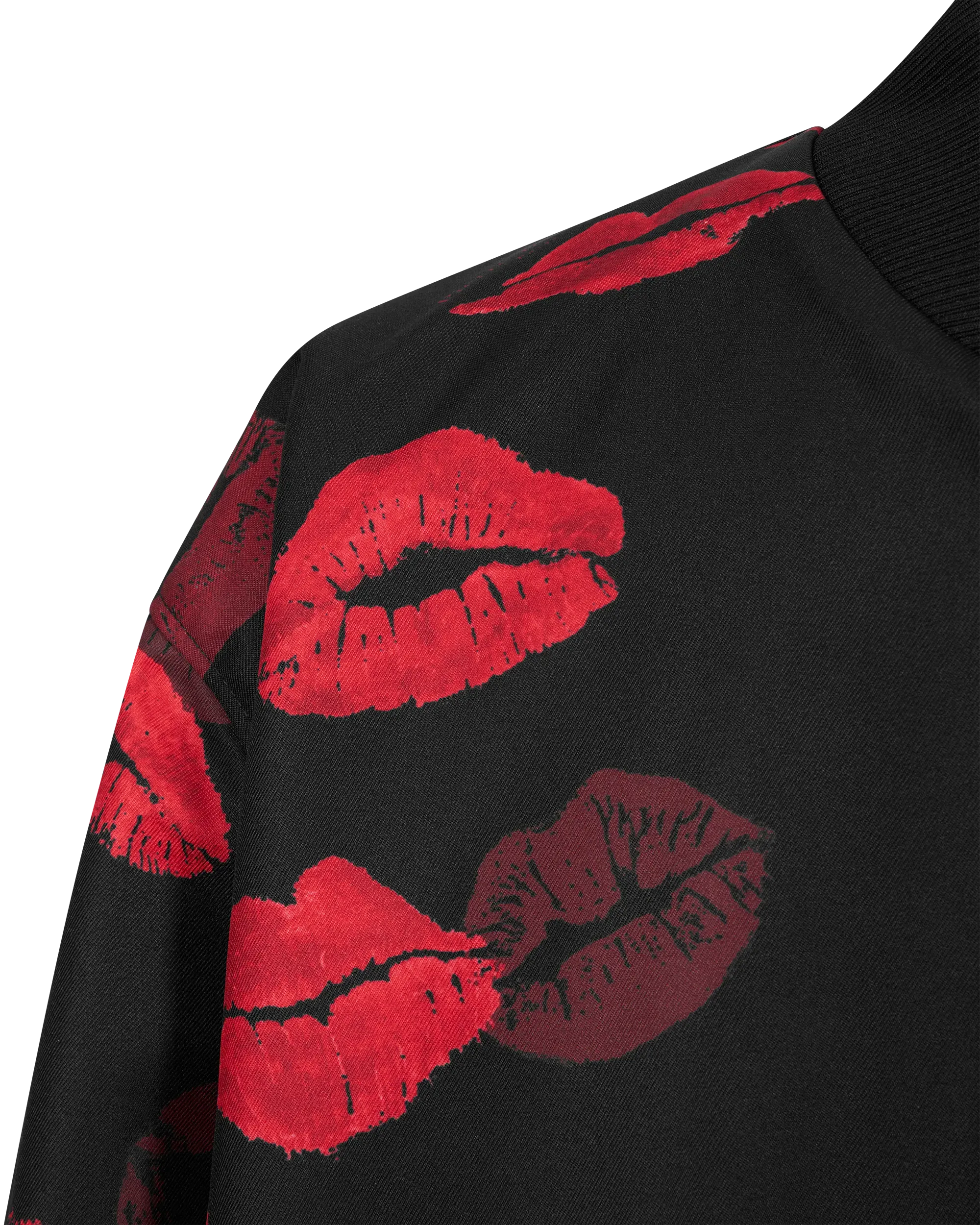 Reversible Kiss Print Nylon Bomber Jacket