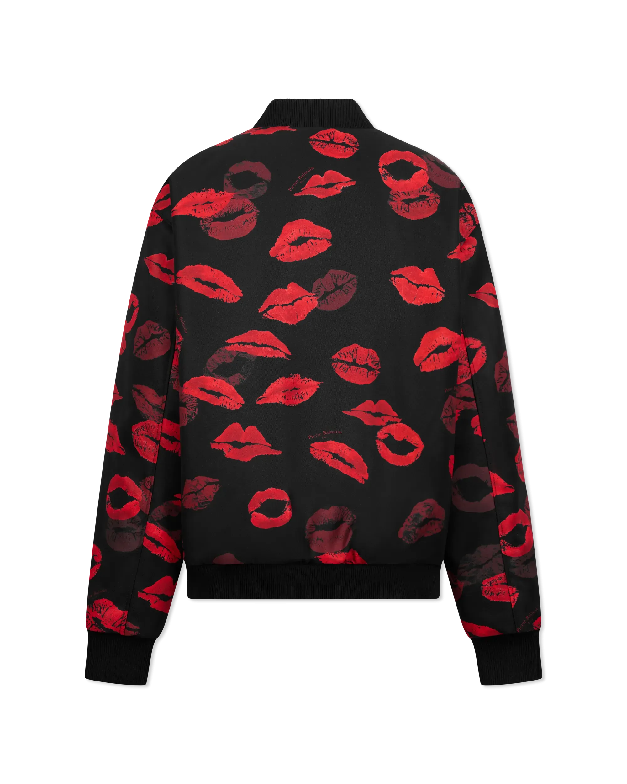 Reversible Kiss Print Nylon Bomber Jacket