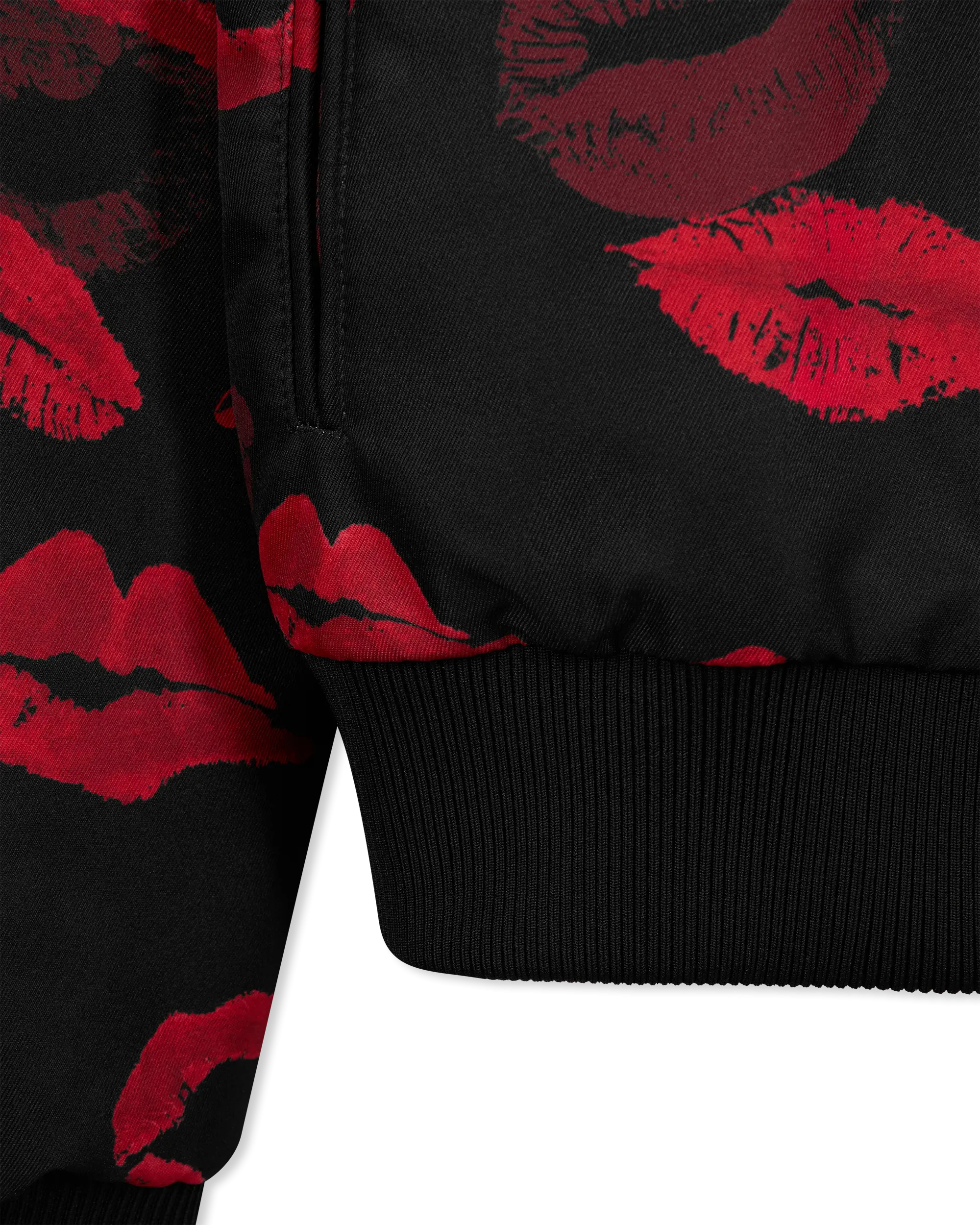 Reversible Kiss Print Nylon Bomber Jacket