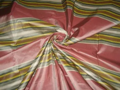 SILK TAFFETA FABRIC 54&quot;-multi colour gorgeous horizontal stripes