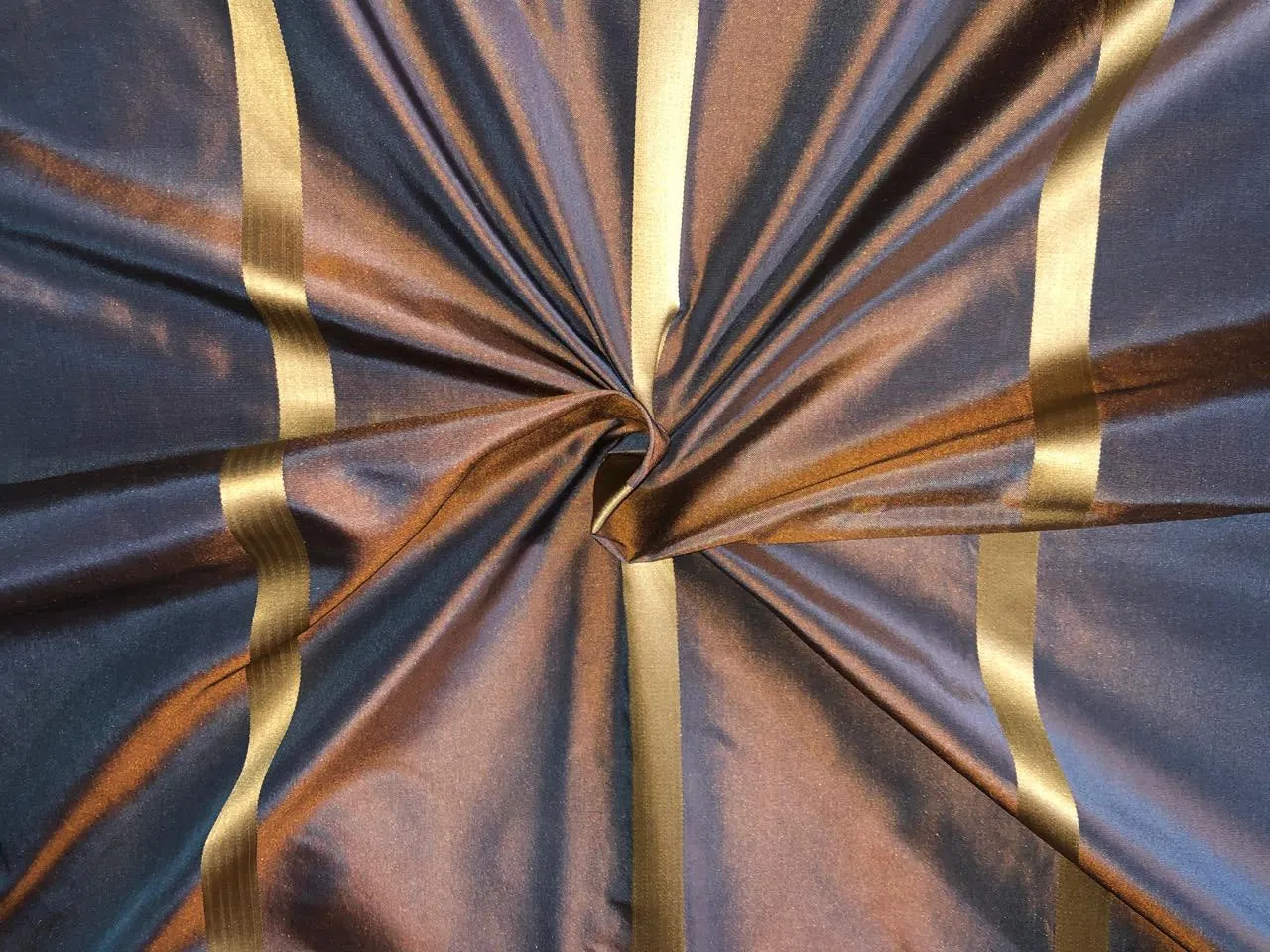 silk taffeta fabric iridescent blue x copper with satin stripes 54&quot; TAFS147[1] 54&quot; wide