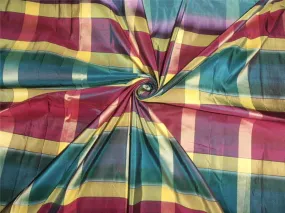 SILK TAFFETA FABRIC MULTI COLOR PLAID 54&quot; wide