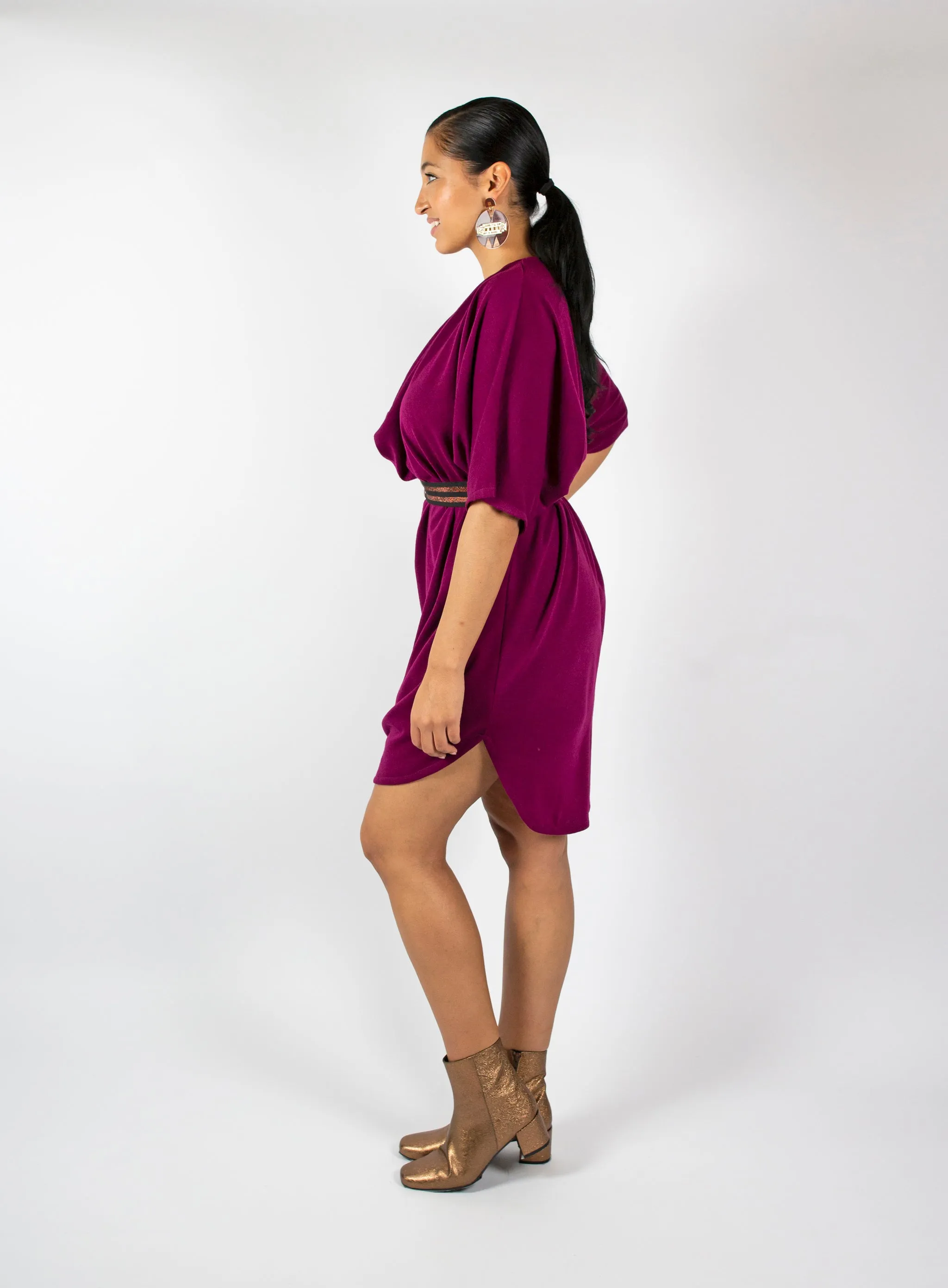 Smokin' Hot Cowl Dress - Magenta