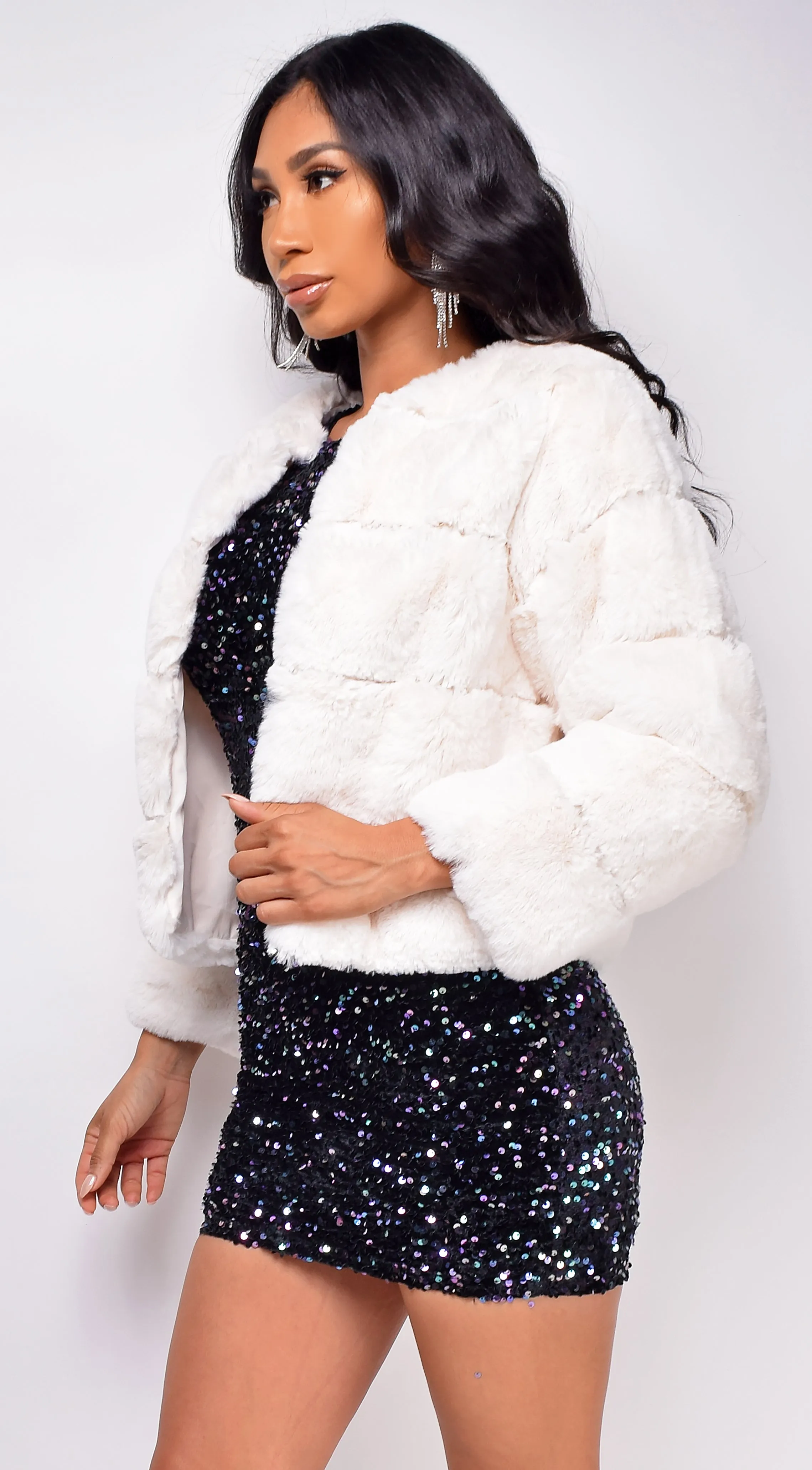 Tamar Off White Faux Fur Coat