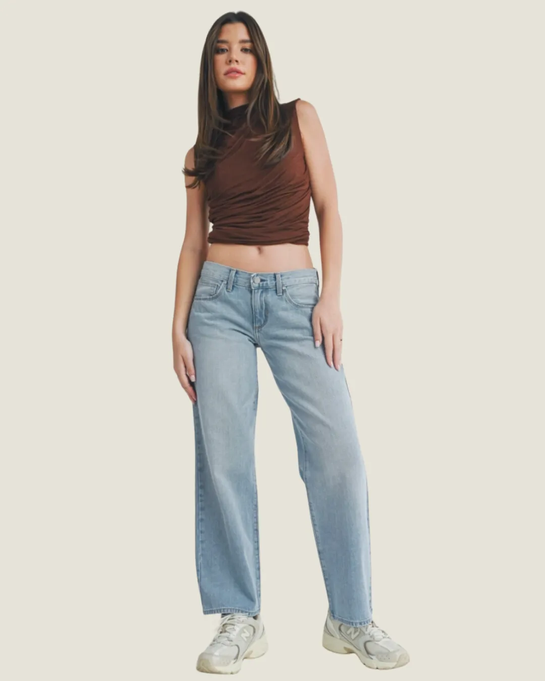 The Lennon: Low Rise Relaxed Straight Light Denim Jeans