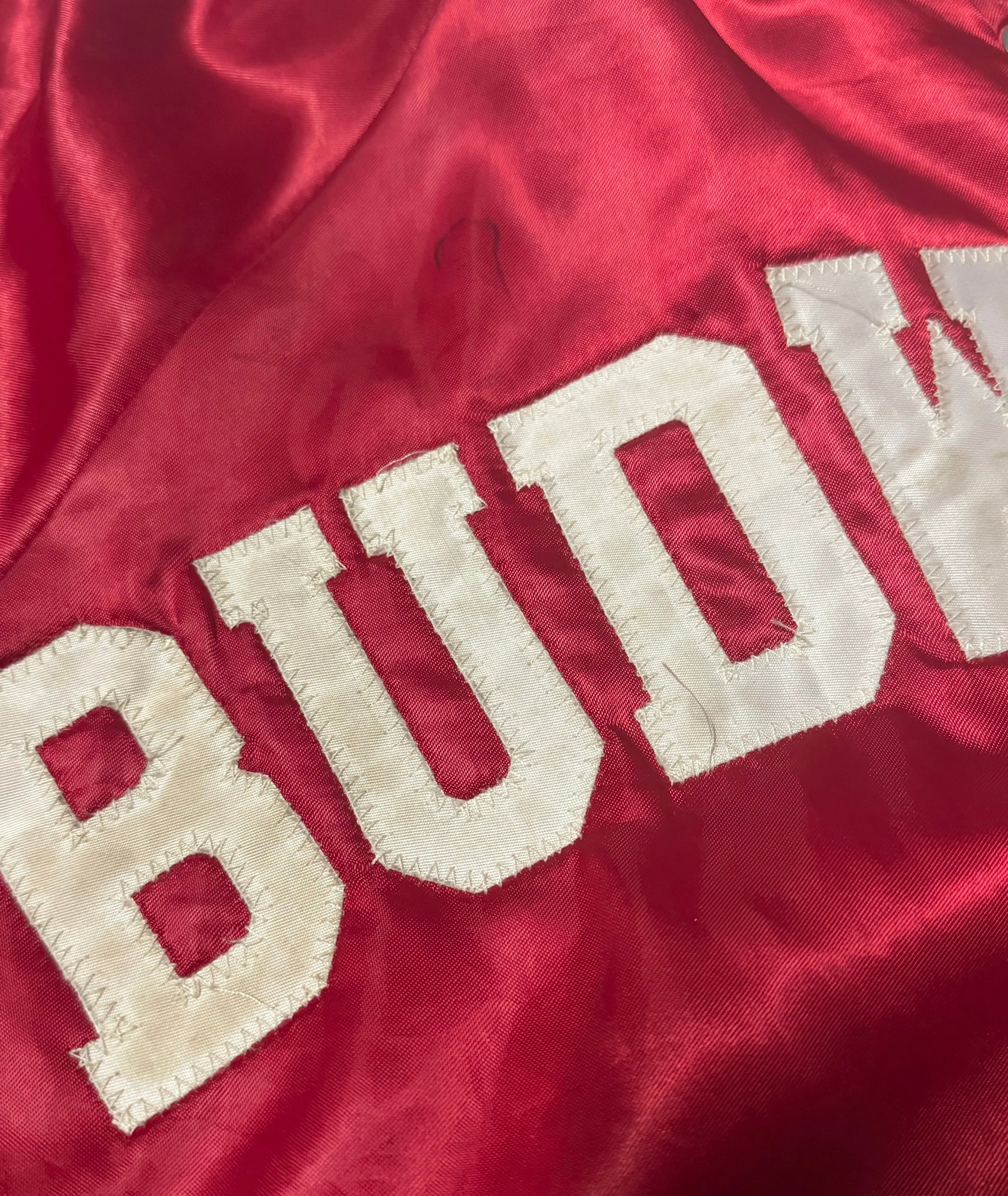 Vintage Budweiser - ‘The Bud & Spuds Team’ Satin Bomber Jacket (M)