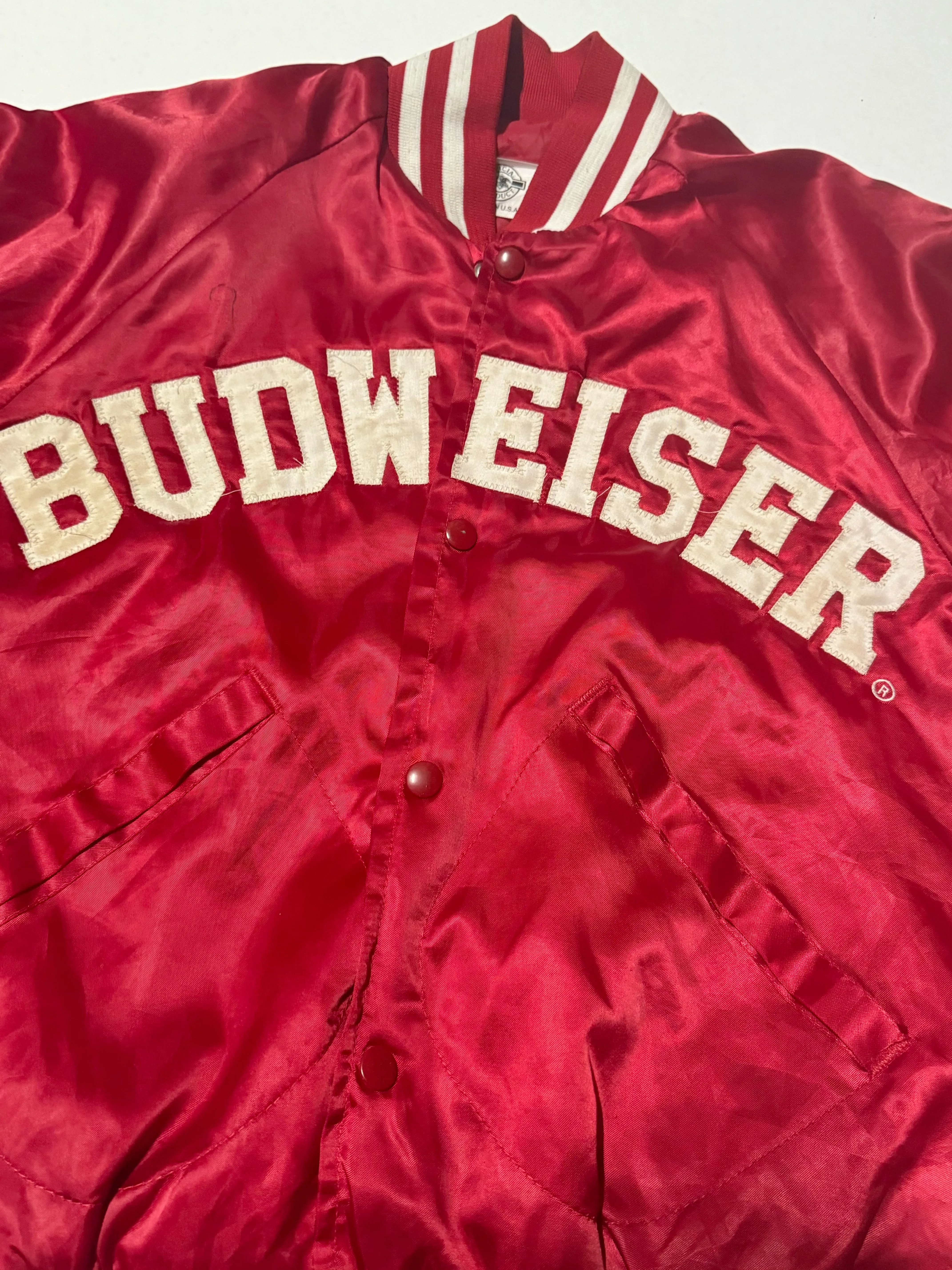 Vintage Budweiser - ‘The Bud & Spuds Team’ Satin Bomber Jacket (M)