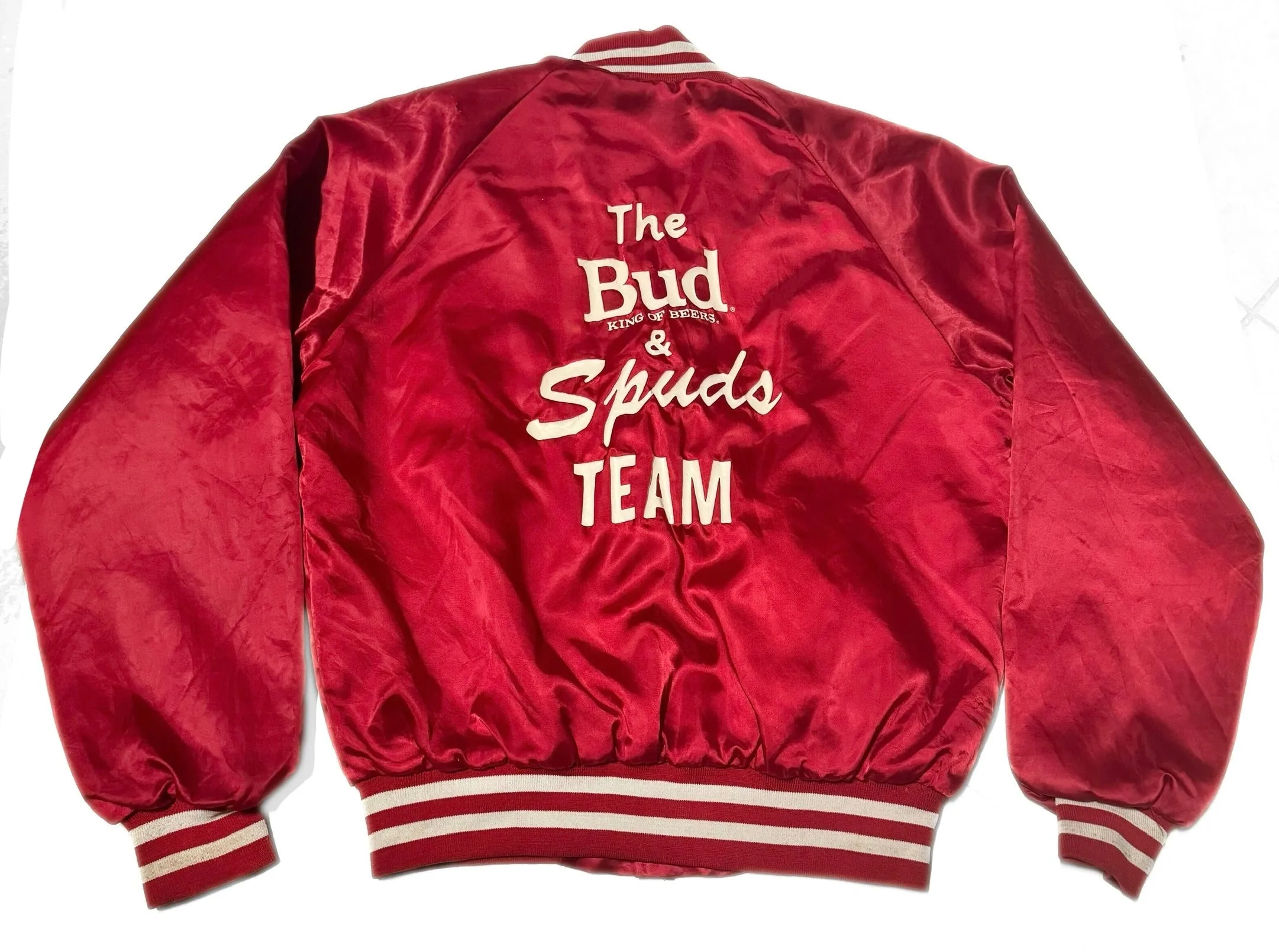 Vintage Budweiser - ‘The Bud & Spuds Team’ Satin Bomber Jacket (M)