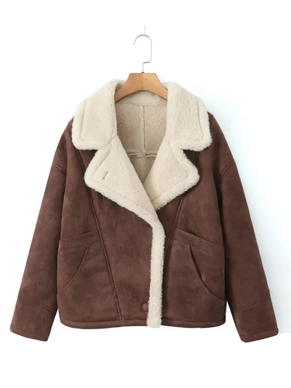 Winter Luxe Faux Lamb Wool Lapel Jacket