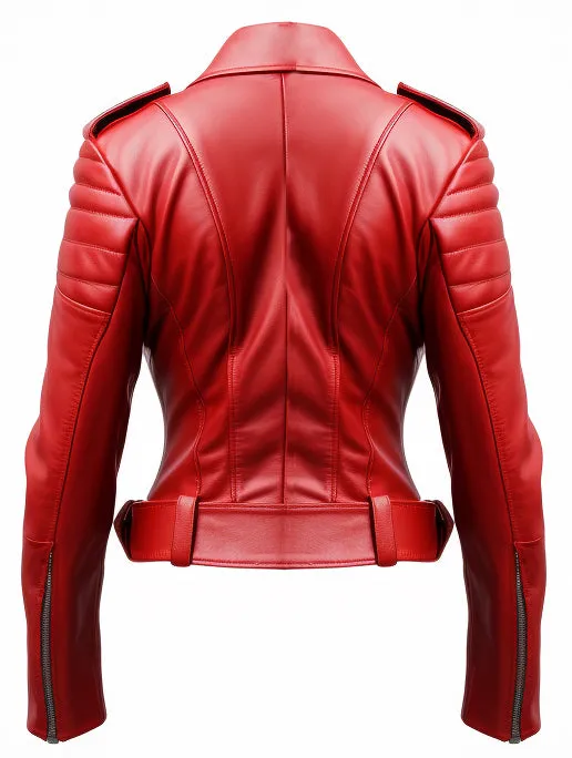 Women Red Leather Jacket