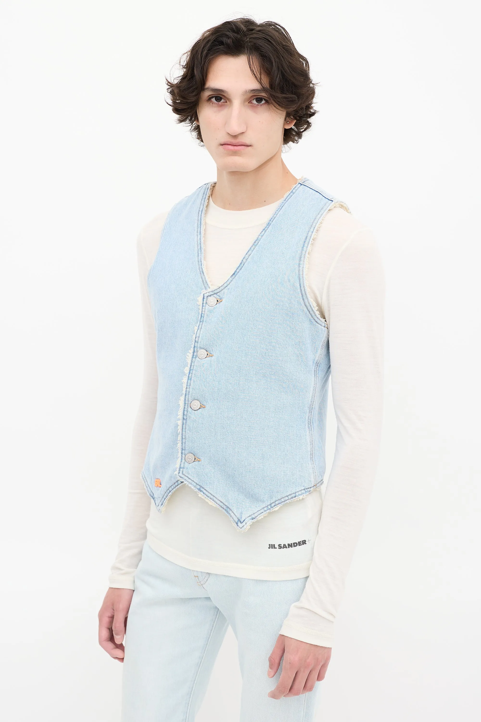 X Levi's Light Wash Denim Sherpa Lined Vest